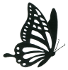 アゲハ蝶（モノクロ）右向き【透過PNG】