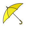 傘のイラスト(黄色)　(透過PNG)