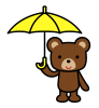 傘をさすクマのイラスト1　(透過PNG)