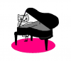 ねこまる・・・ピアノを弾く(ピンク)【透過】PNG