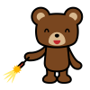 花火をするクマのイラスト1　(透過PNG)