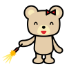 花火をするクマのイラスト2　(透過PNG)