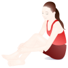 スポーツウェアを着て足のマッサージをする女性（png・CSeps）
