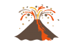 火山の噴火と流れる溶岩のPNG透過素材