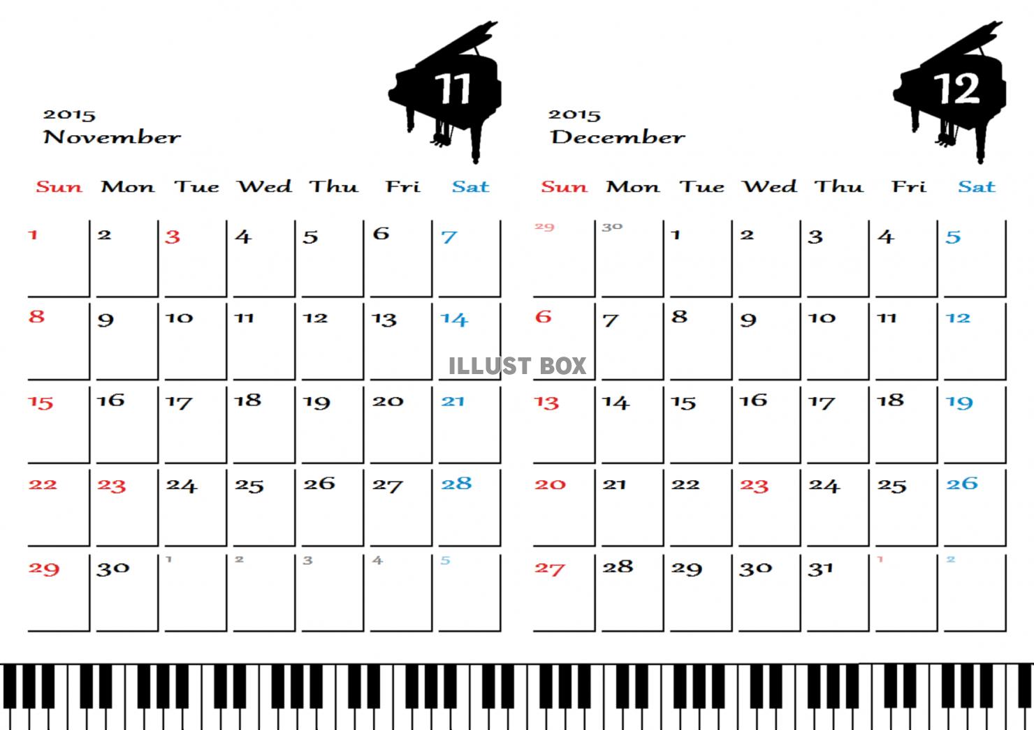 ピアノカレンダー　2015年11～12月分