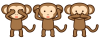 サルのイラスト　三猿　(透過PNG)