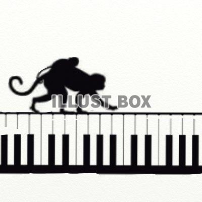 鍵盤を渡る親子猿