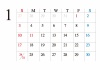 【カレンダー】シンプル　ビジネス向け　カレンダー　　1月　