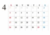 【カレンダー】シンプル　ビジネス向け　カレンダー　　4月　