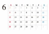 【カレンダー】シンプル　ビジネス向け　カレンダー　　6月　
