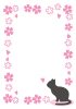 猫と桜のフレーム（ピンク・縦）