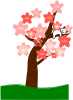 桜の木とにゃんこ【PNG】