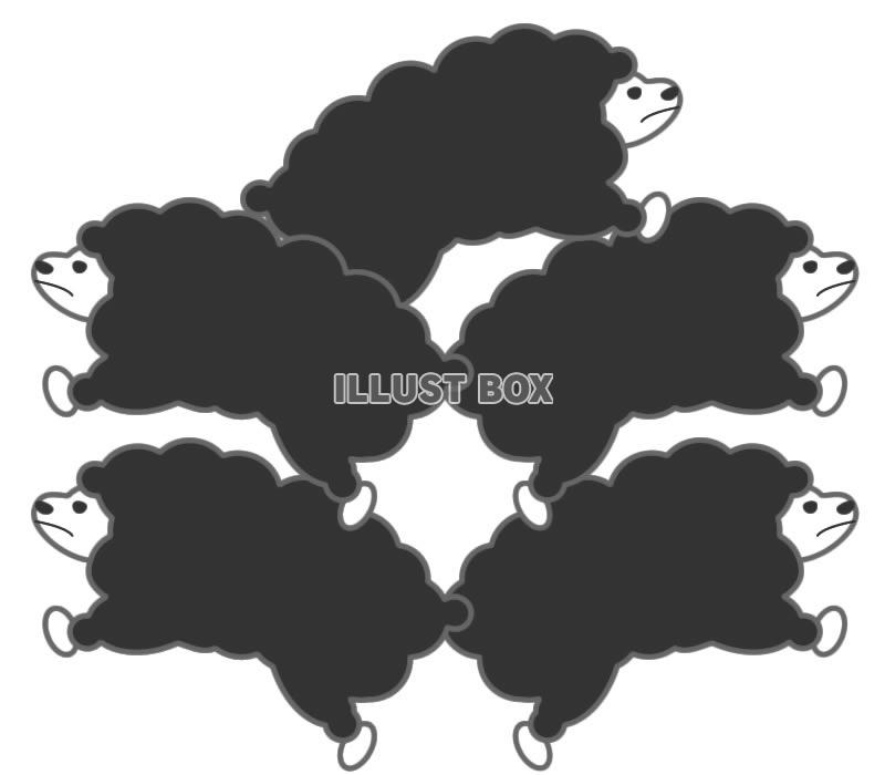 手書き風黒い羊が組体操イラスト4