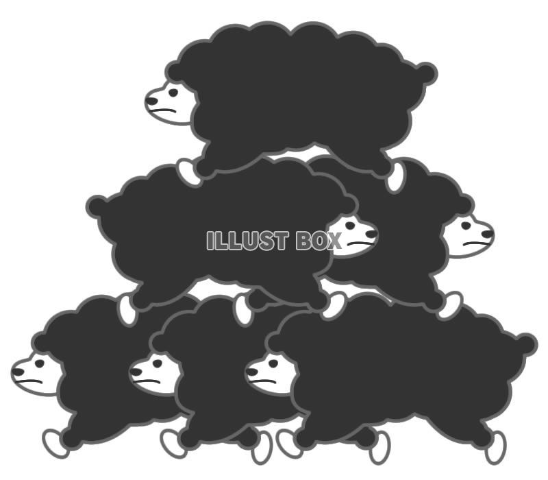 手書き風黒い羊が組体操イラスト8