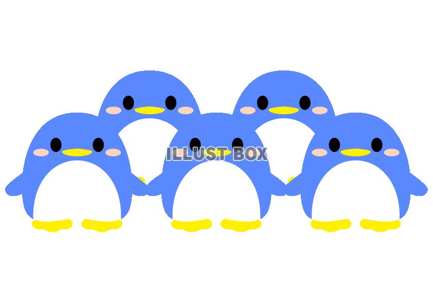 丸っこいペンギン　集団　01　【透過PNG】