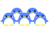 丸っこいペンギン　集団　02　【透過PNG】