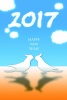雲と地平線と鳥　インコ 【年賀状素材】 2017 酉年