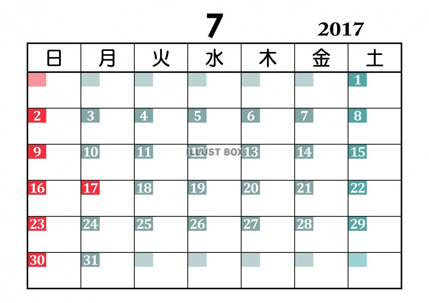 カレンダー 067　2017年07月 〔JPG〕