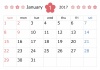 2017年1月カレンダー　シンプルフラワー