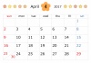 2017年4月カレンダー　シンプルフラワー