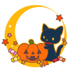 ハロウィン・猫・かぼちゃランタンのイラスト（透過PNG）