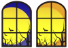 ハロウィン　窓の外の大きな月　01【透過PNG】