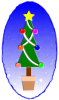 クリスマスツリー　シンプル　青枠（透過PNG）