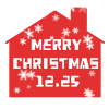 メリークリスマスのロゴ入りの家　赤　透過png