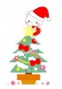 クリスマスツリーとしろくまサンタのイラスト