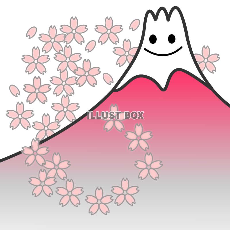 桜と富士山のイラスト1・背景透過処理png画像
