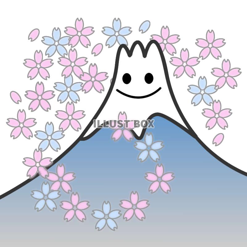 桜と富士山のイラスト2・背景透過処理png画像