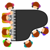 ピアノ連弾イラスト5・背景透過処理png画像
