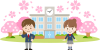 桜の校舎と生徒