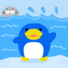 ペンギンと海と氷とアザラシ　透過png