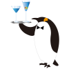 カクテルを差し出すウェイターペンギン