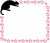 桜と黒猫のフレーム【PNG】