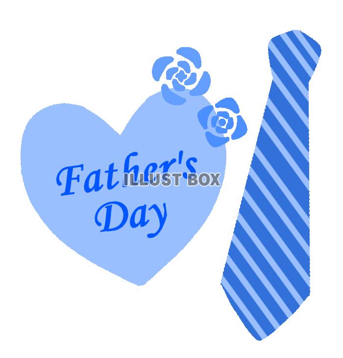 父の日ブルーのハート、ネクタイとバラ　透過png