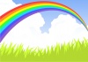 草原と虹の橋（7色の虹）（虹くっきり版）