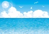 空入道雲かもめカモメ海波模様背景素材壁紙残暑見舞いグアム島透明な海透明感なみうち