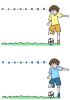 サッカー少年フレーム　青・黄色セット