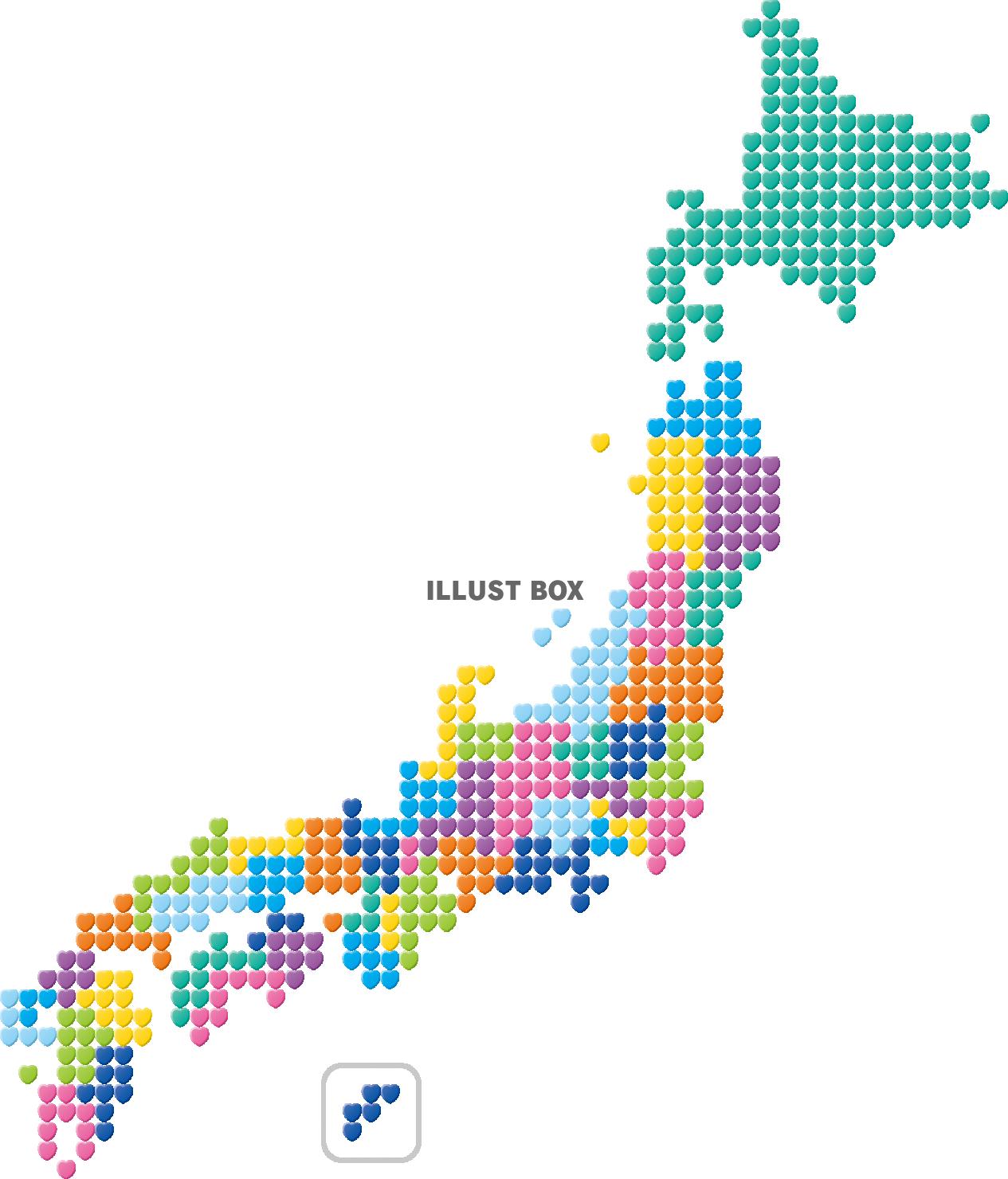 日本地図　ハート