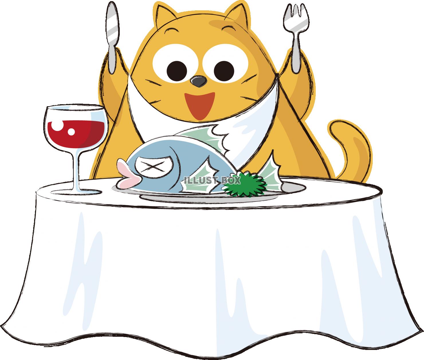 可愛いネコ　キャラクター　ディナー