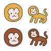 猿　2色セット