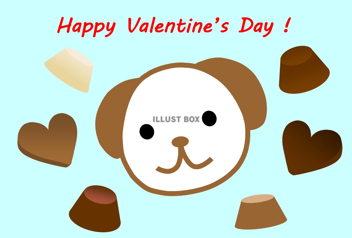 戌年　バレンタインメッセージ（犬とチョコレート）