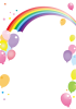 風船と虹のフレーム・枠【透過PNG】