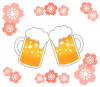 桜と乾杯するビール　透過png