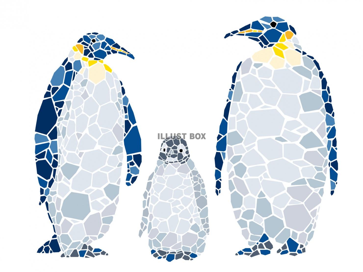 モザイクアート　ペンギンの家族