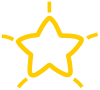 線で描いた透明なきらきら星（黄色）