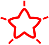 線で描いた透明なきらきら星（赤色）
