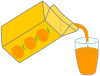 オレンジジュース（紙パック、コップ、飲み物、飲料、夏、果汁、みかん）